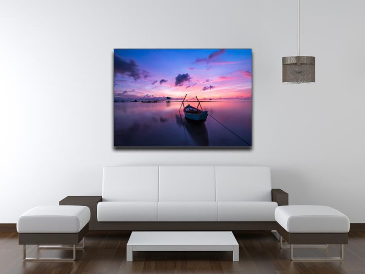 Pink Sunrise Over Lake Print - Canvas Art Rocks - 4