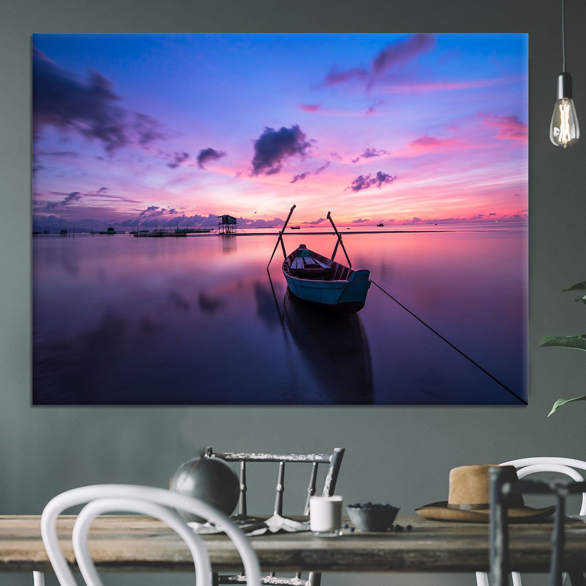Pink Sunrise Over Lake Canvas Print or Poster