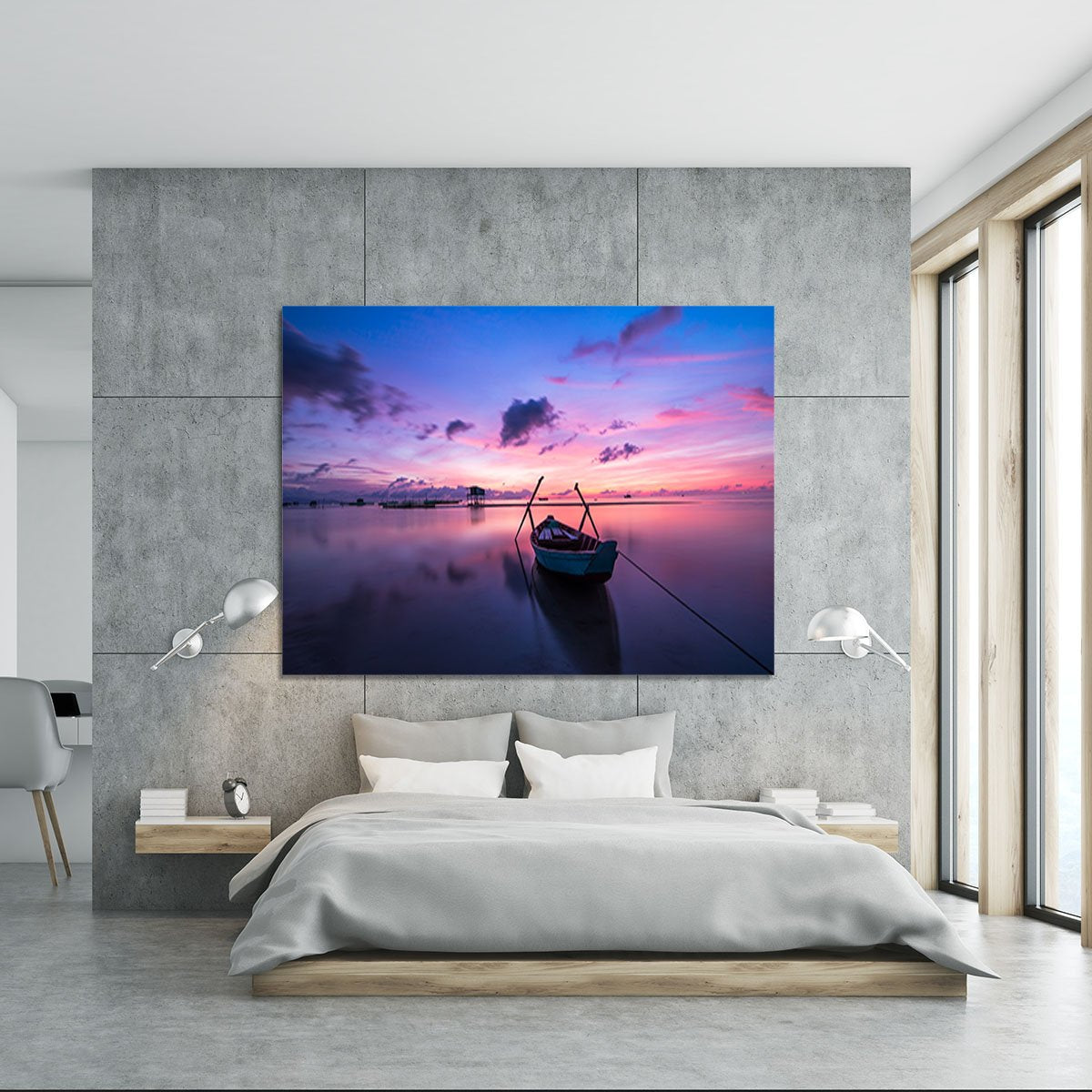 Pink Sunrise Over Lake Canvas Print or Poster