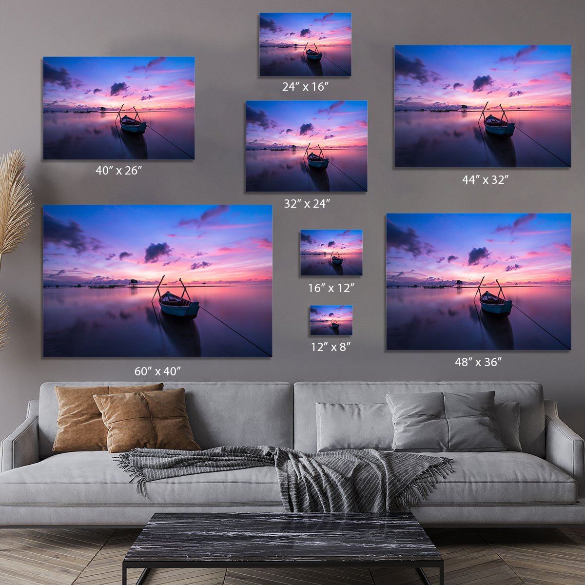 Pink Sunrise Over Lake Canvas Print or Poster