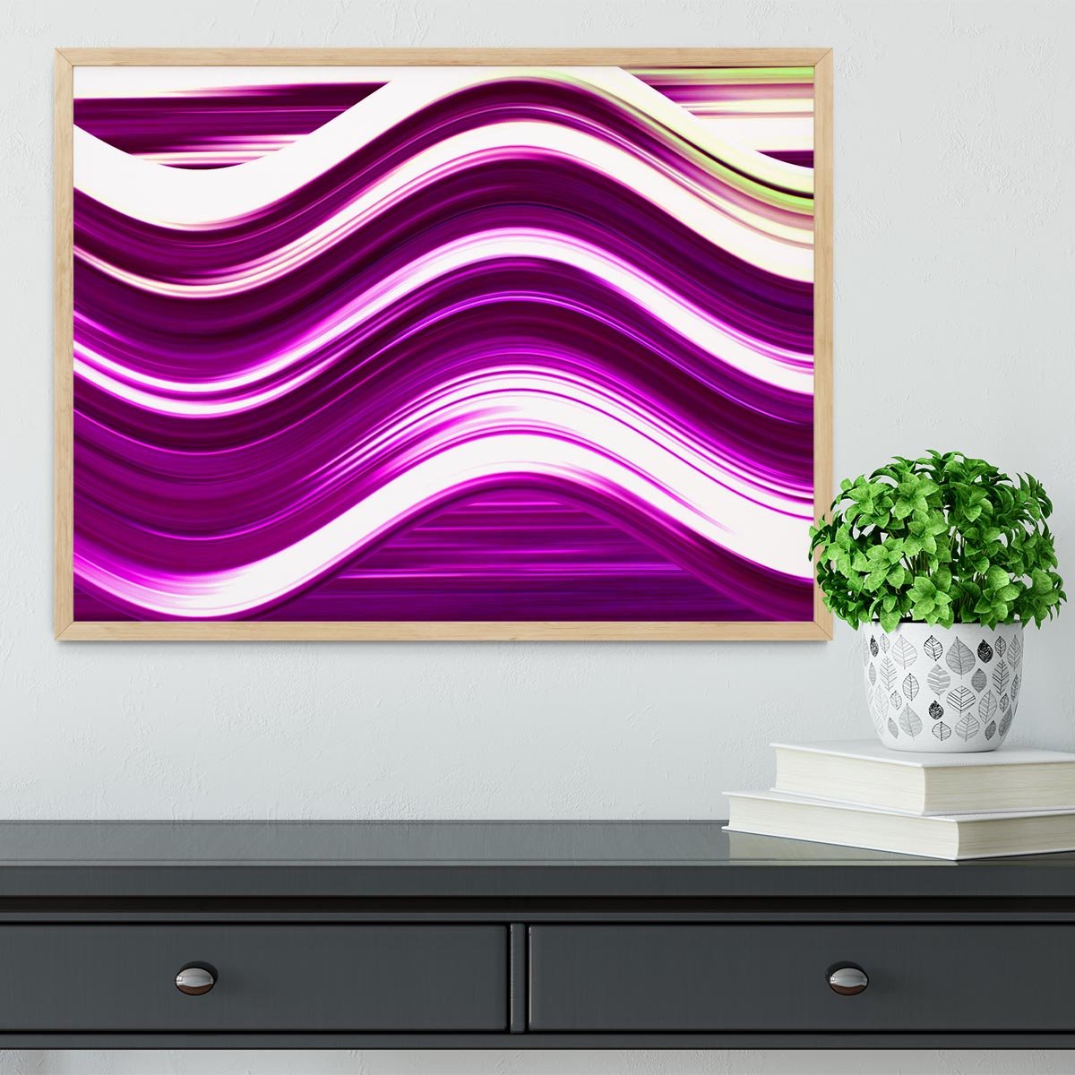 Pink Wave Framed Print - Canvas Art Rocks - 4