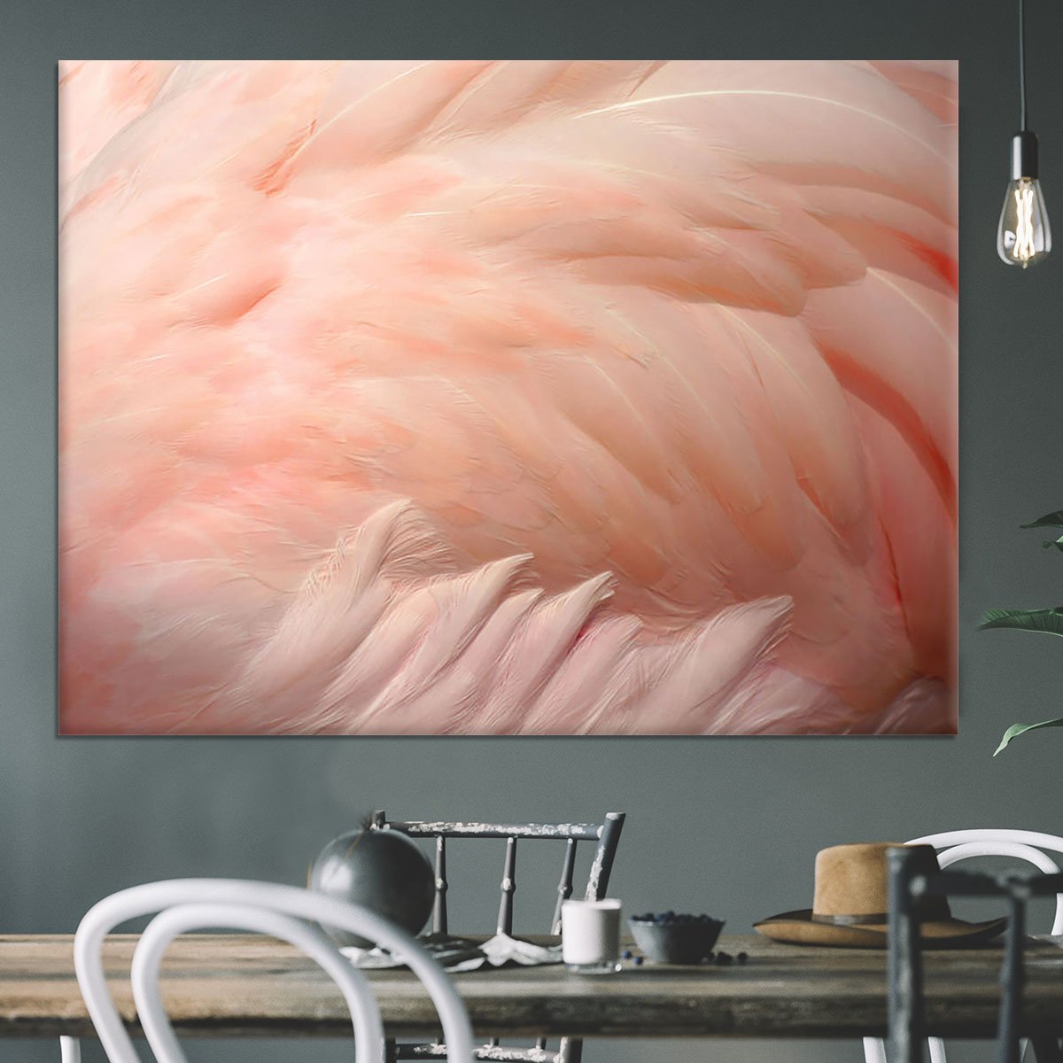 Pink flamingo feathers Canvas Print or Poster