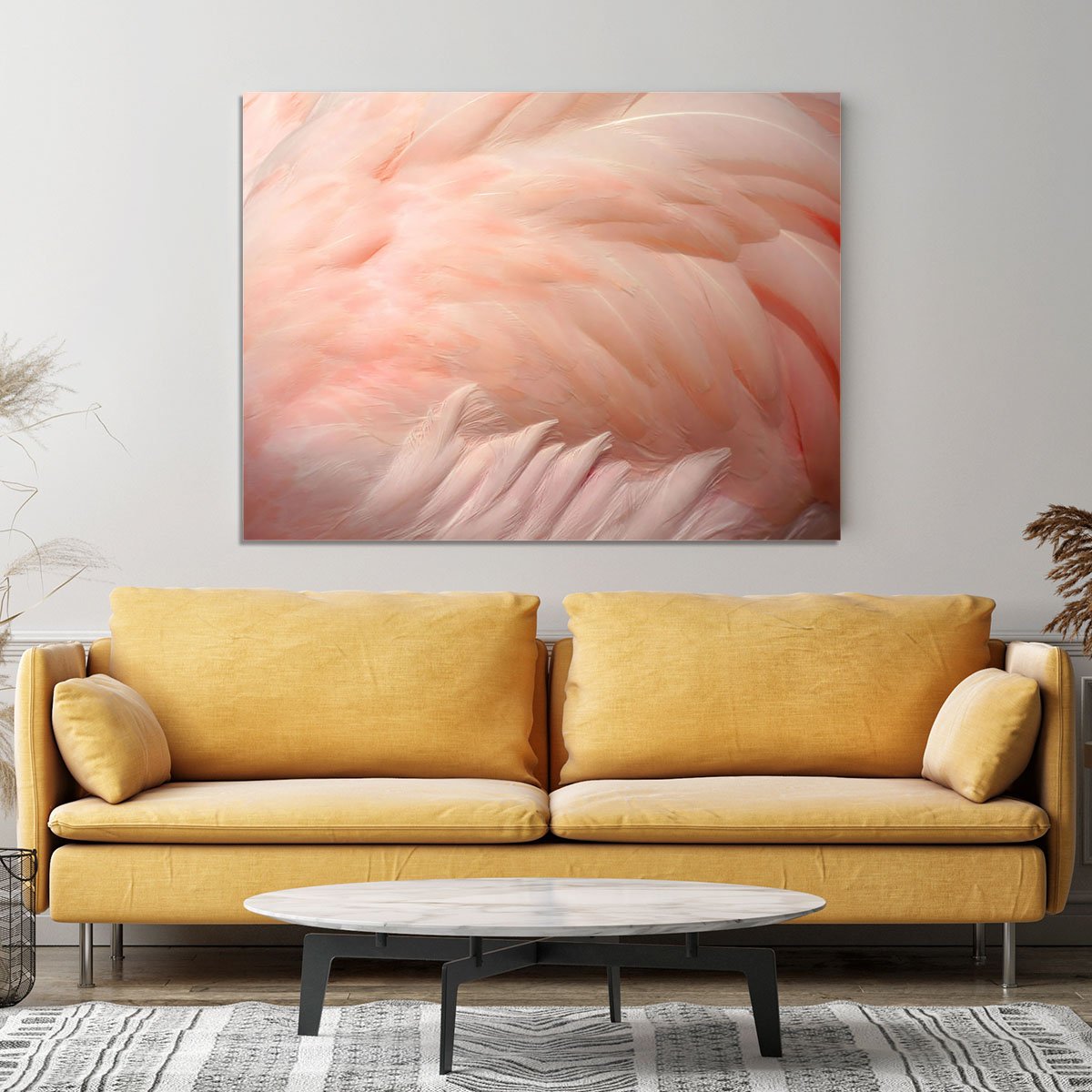Pink flamingo feathers Canvas Print or Poster