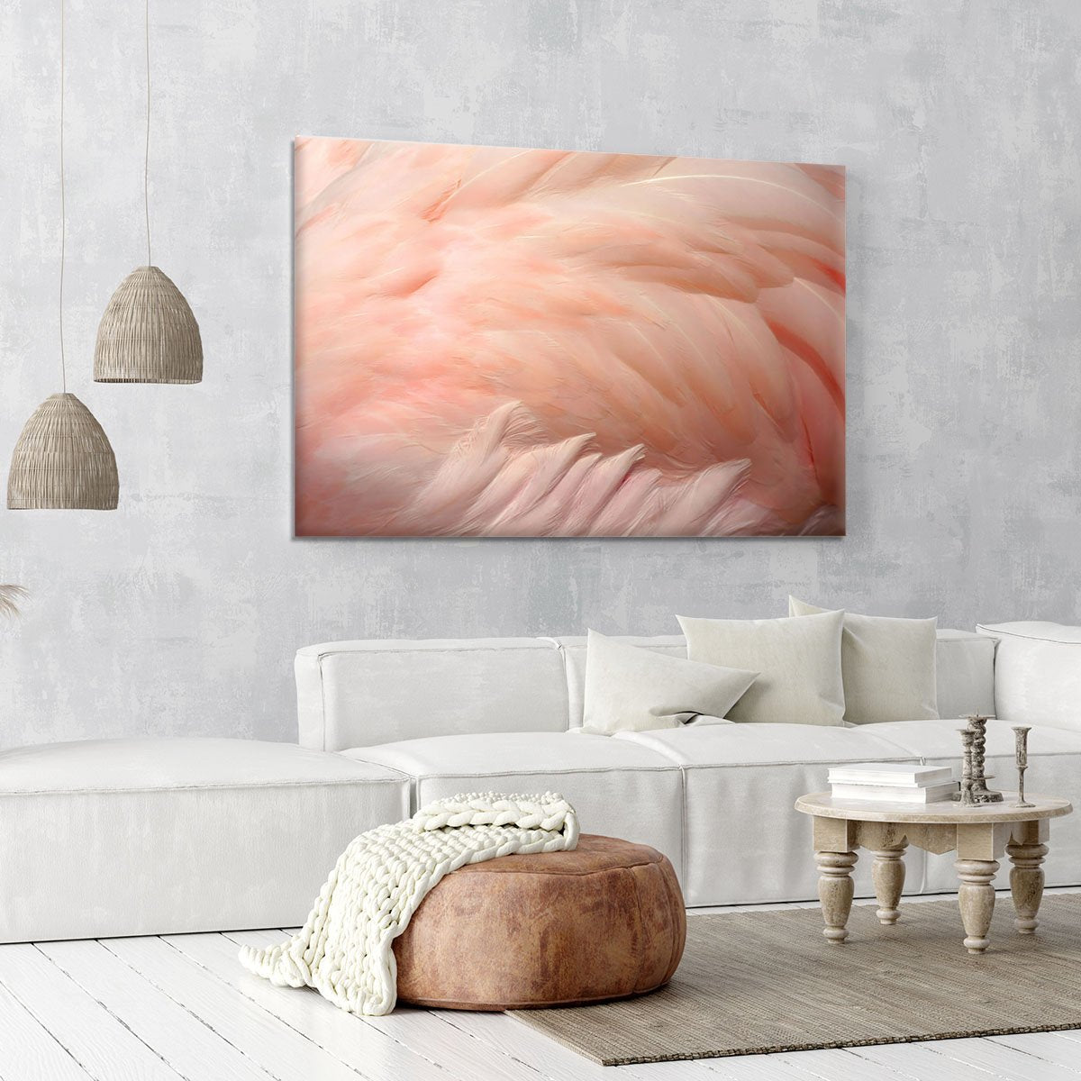 Pink flamingo feathers Canvas Print or Poster