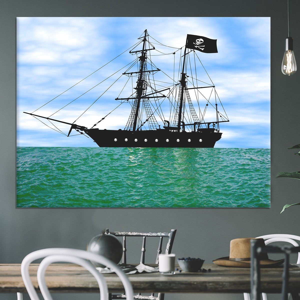 Pirate ship at anchor Canvas Print or Poster