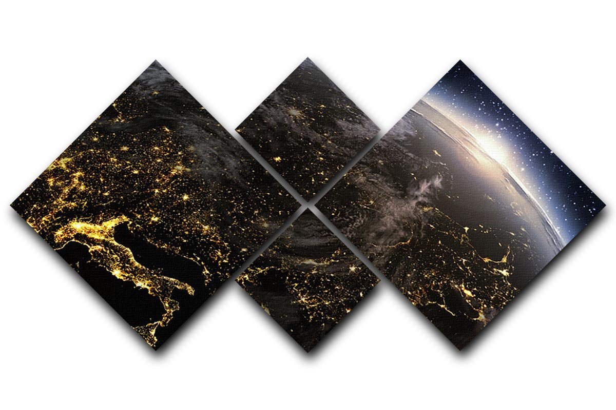 Planet earth Europe zone 4 Square Multi Panel Canvas  - Canvas Art Rocks - 1