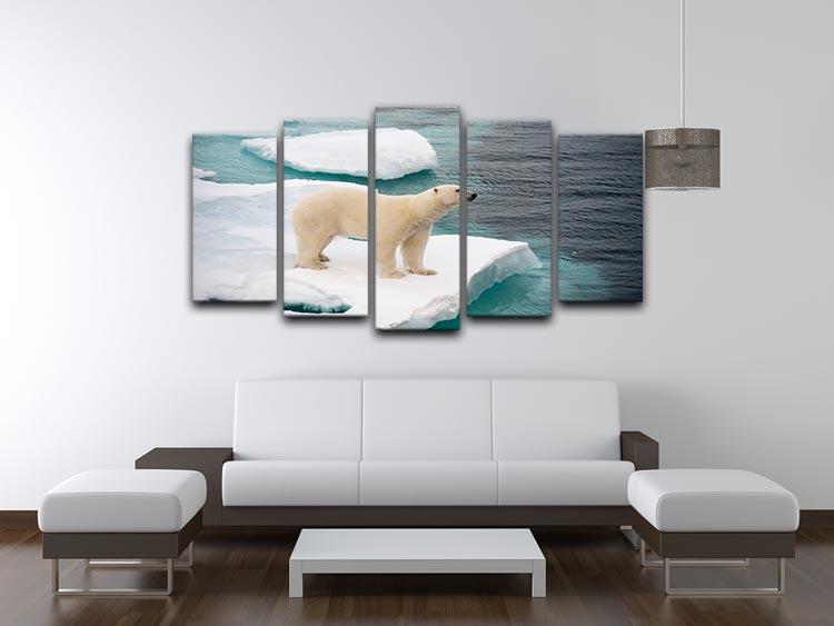 Polar bear walking on sea ice 5 Split Panel Canvas - Canvas Art Rocks - 3