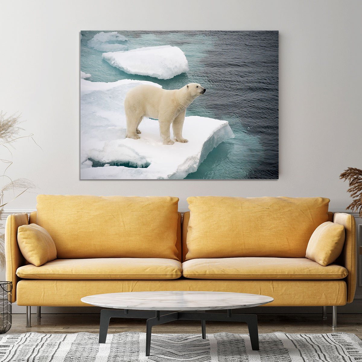 Polar bear walking on sea ice Canvas Print or Poster