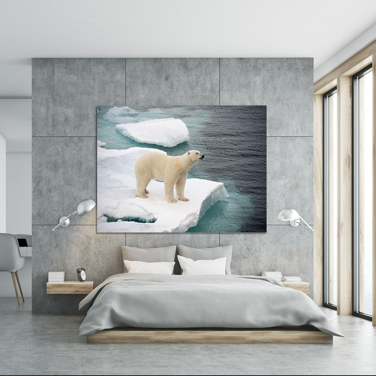 Polar bear walking on sea ice Canvas Print or Poster