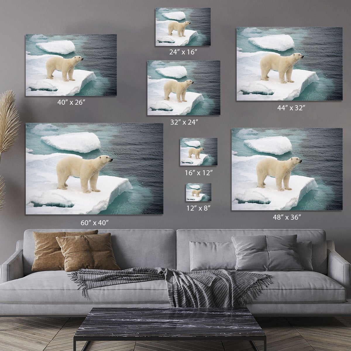 Polar bear walking on sea ice Canvas Print or Poster