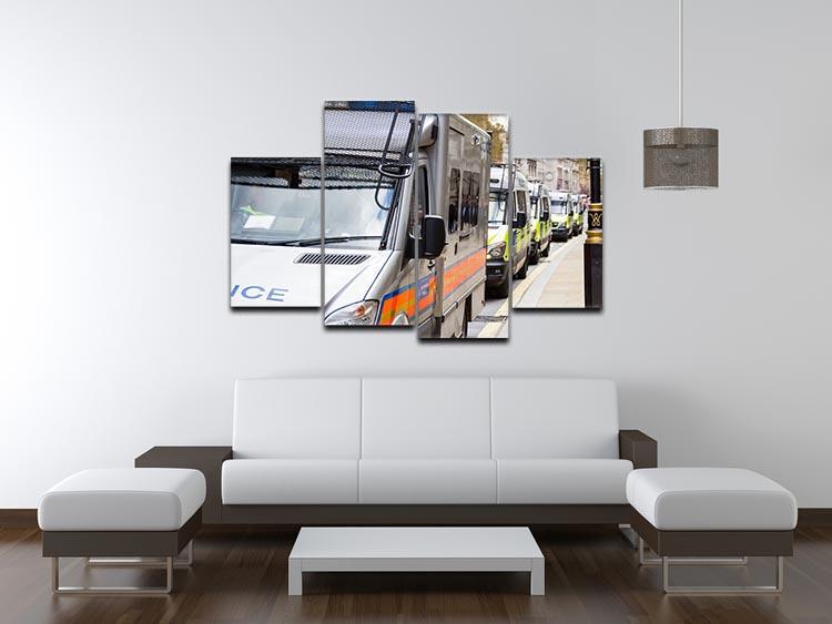 Police vans in a row 4 Split Panel Canvas  - Canvas Art Rocks - 3