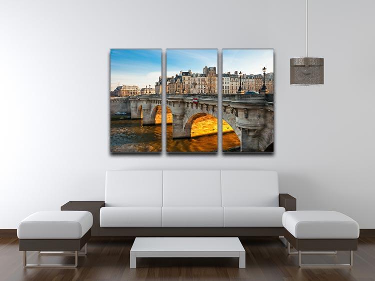 Pont neuf Ile de la Cite 3 Split Panel Canvas Print - Canvas Art Rocks - 3