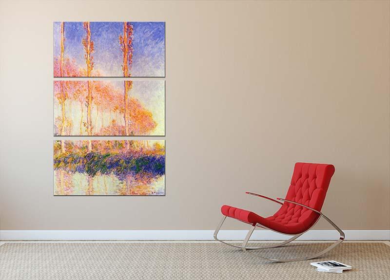 Poplars 2 by Monet 3 Split Panel Canvas Print - Canvas Art Rocks - 2