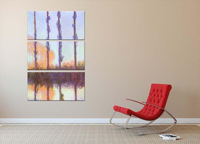 Poplars 3 by Monet 3 Split Panel Canvas Print - Canvas Art Rocks - 2