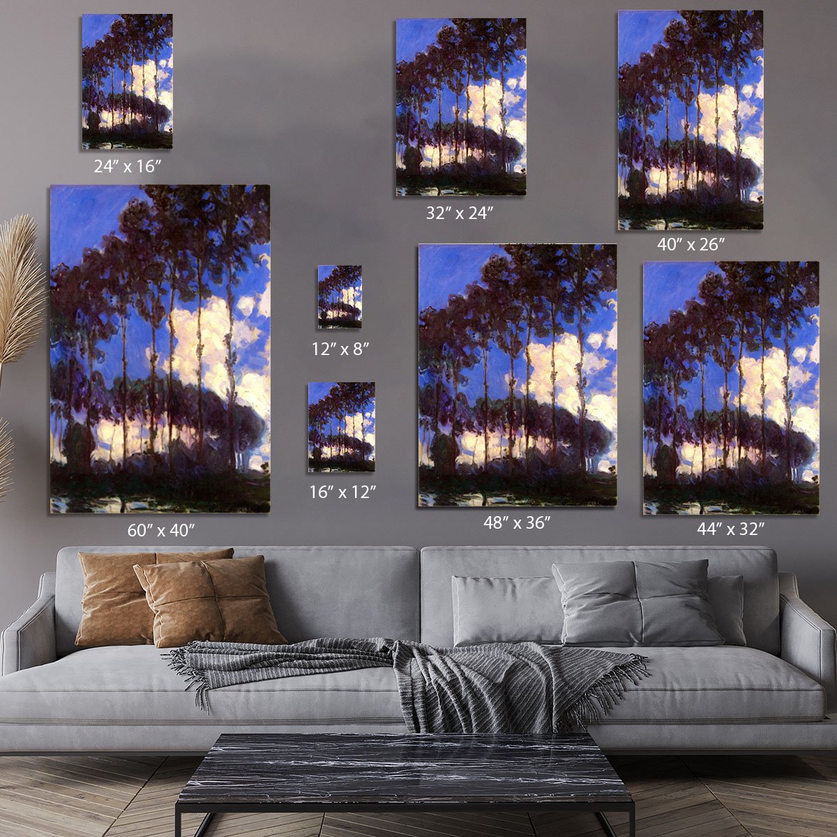 Poplars at the Epte by Monet Canvas Print or Poster