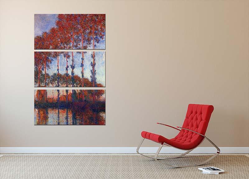 Poplars by Monet 3 Split Panel Canvas Print - Canvas Art Rocks - 2