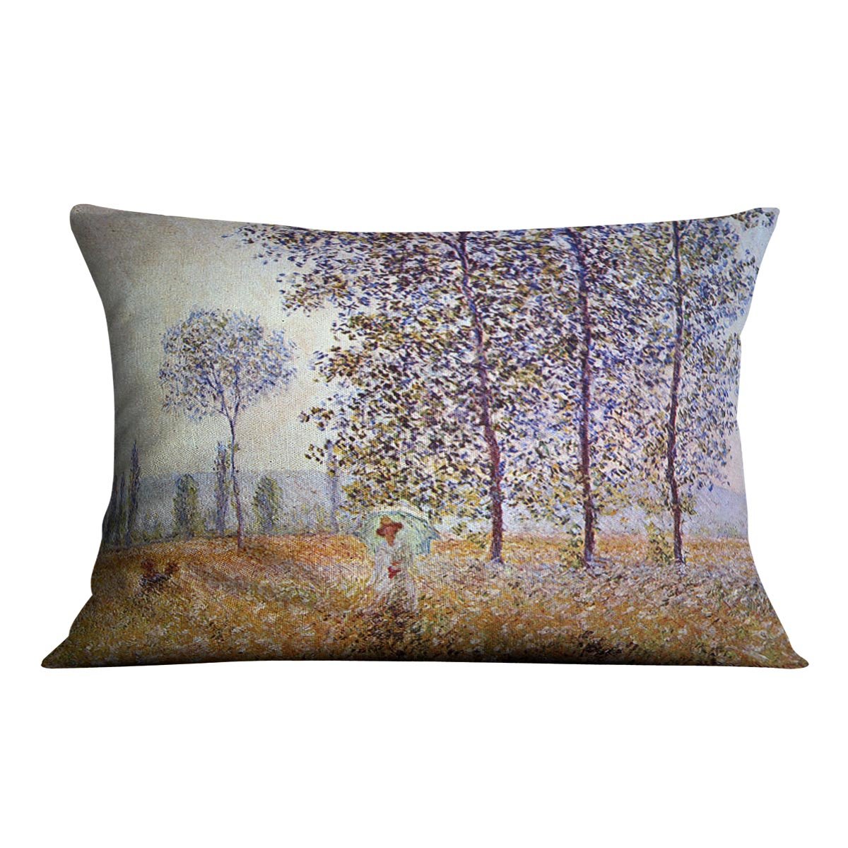 Poplars in the sunlight by Monet Throw Pillow