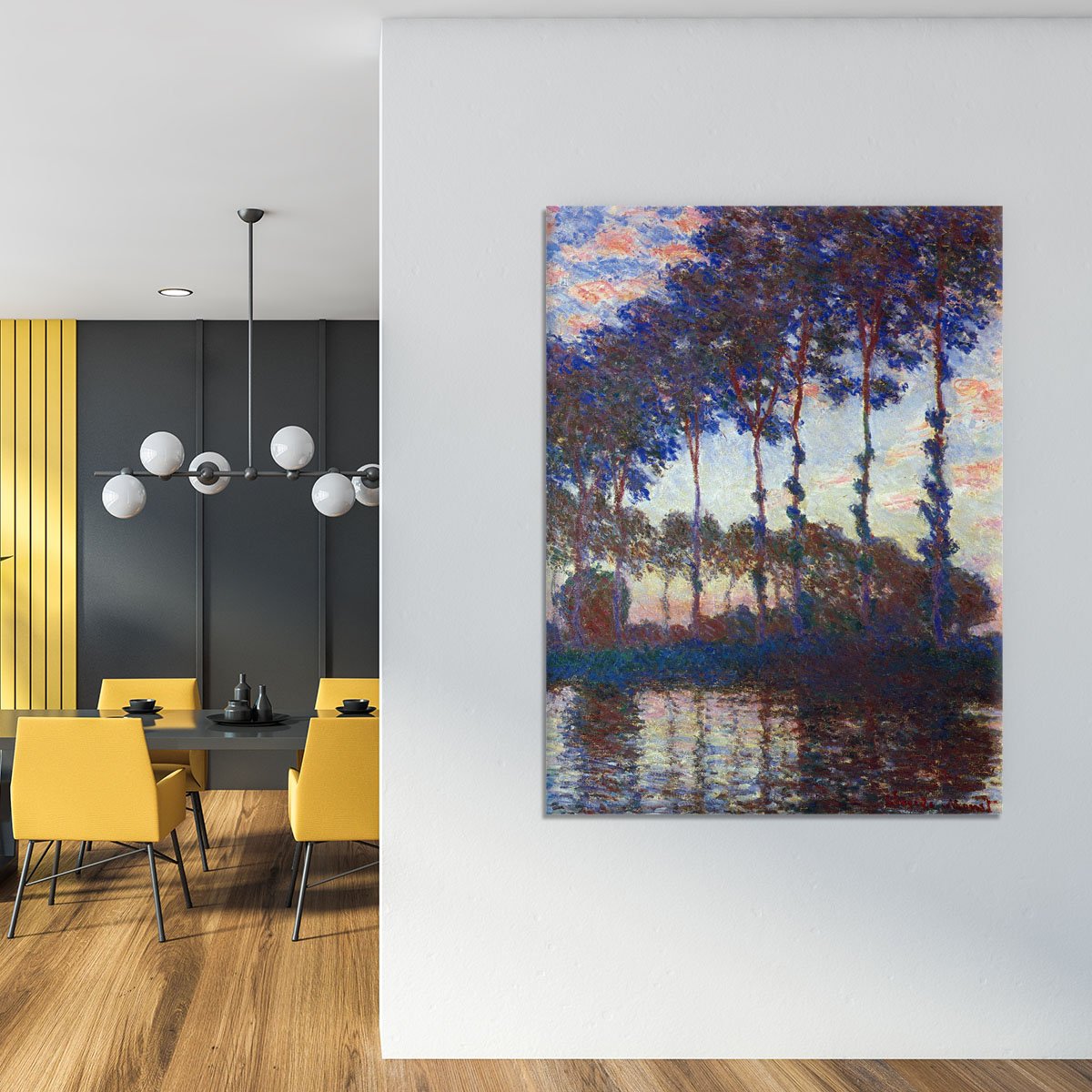 Poplars sunset by Monet Canvas Print or Poster