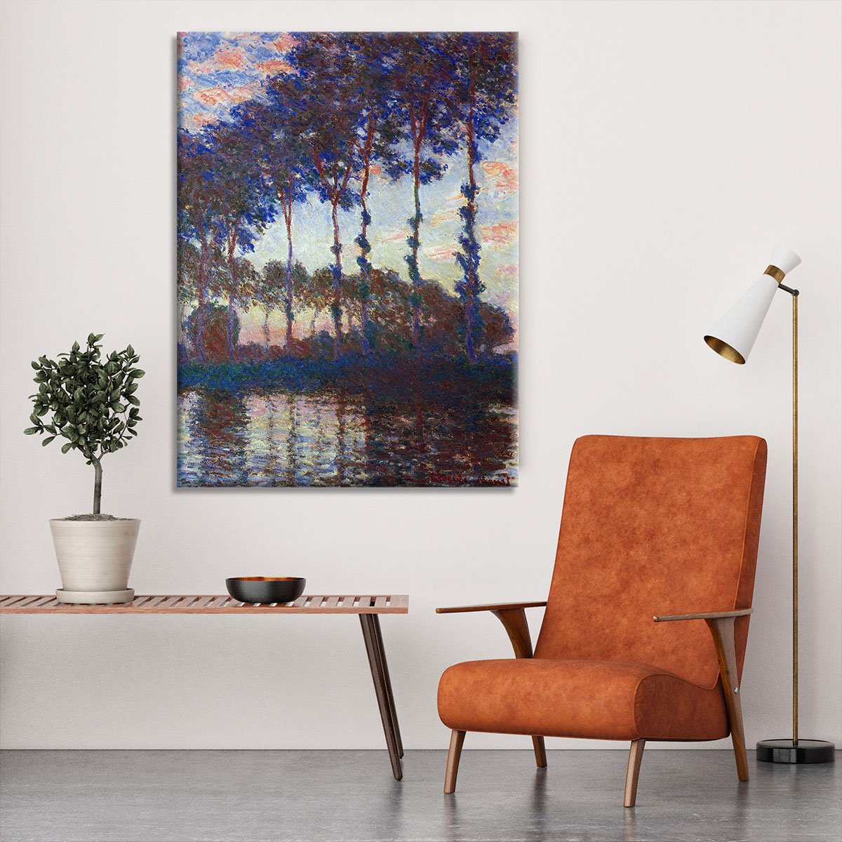 Poplars sunset by Monet Canvas Print or Poster