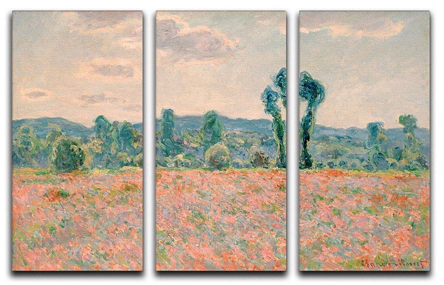 Poppy Field by Monet Split Panel Canvas Print - Canvas Art Rocks - 4