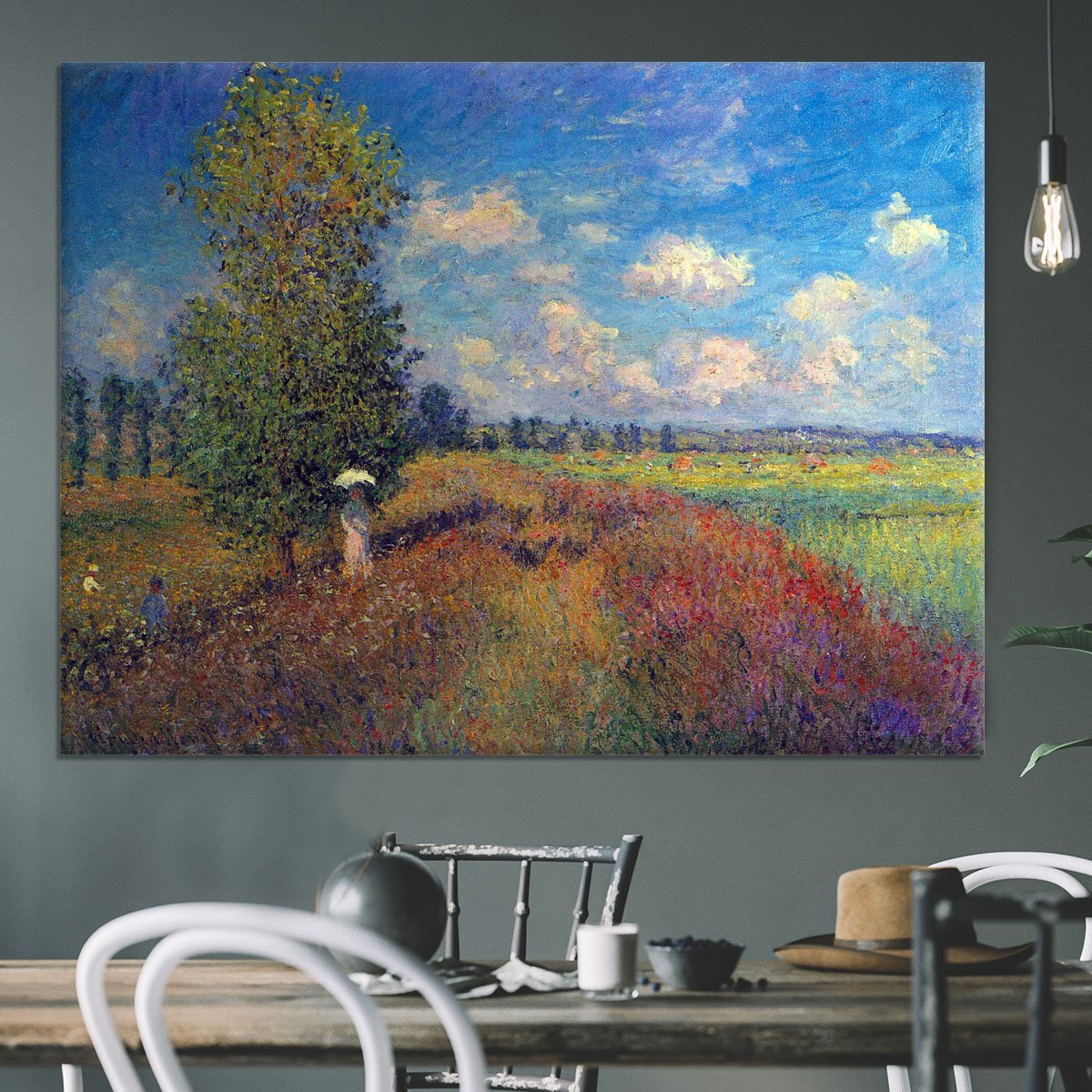 Poppy Field in Summer by Monet Canvas Print or Poster