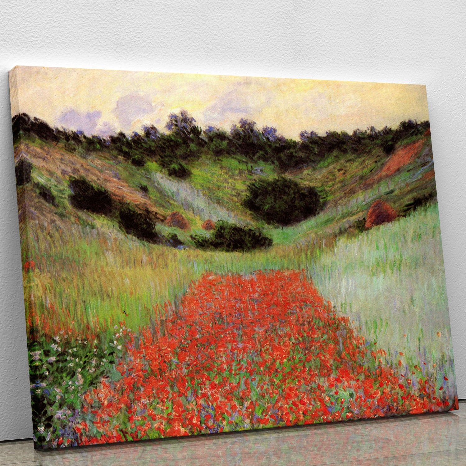 Poppy Field of Flowers in Giverny by Monet Canvas Print or Poster