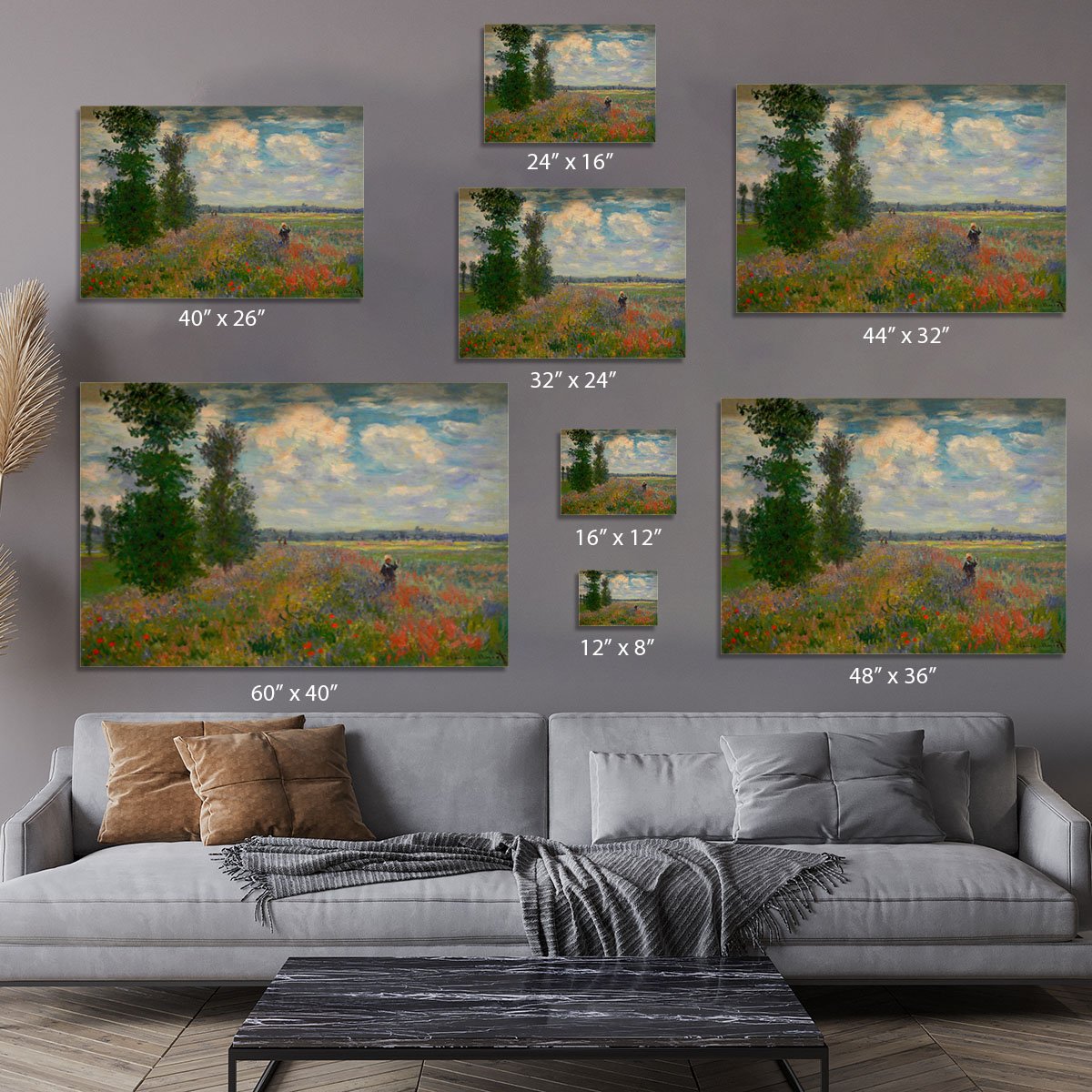 Poppy field Argenteuil by Monet Canvas Print or Poster