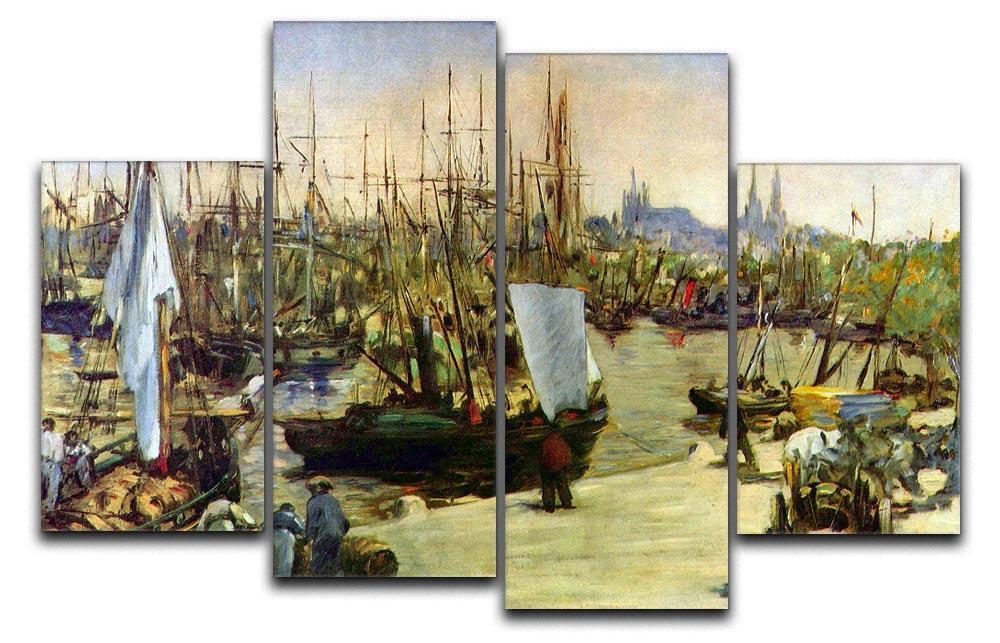 Port of Bordeaux by Manet 4 Split Panel Canvas  - Canvas Art Rocks - 1