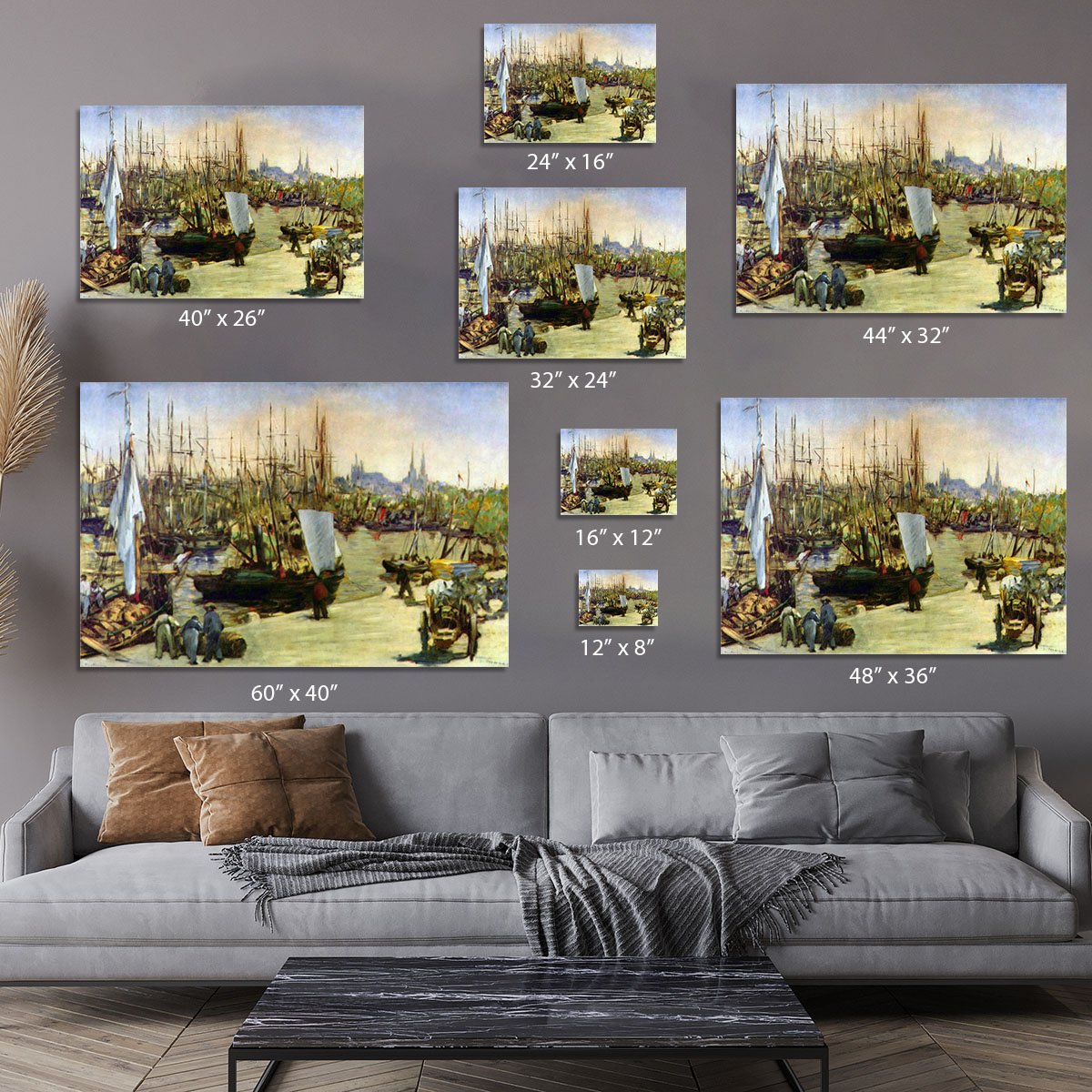 Port of Bordeaux by Manet Canvas Print or Poster
