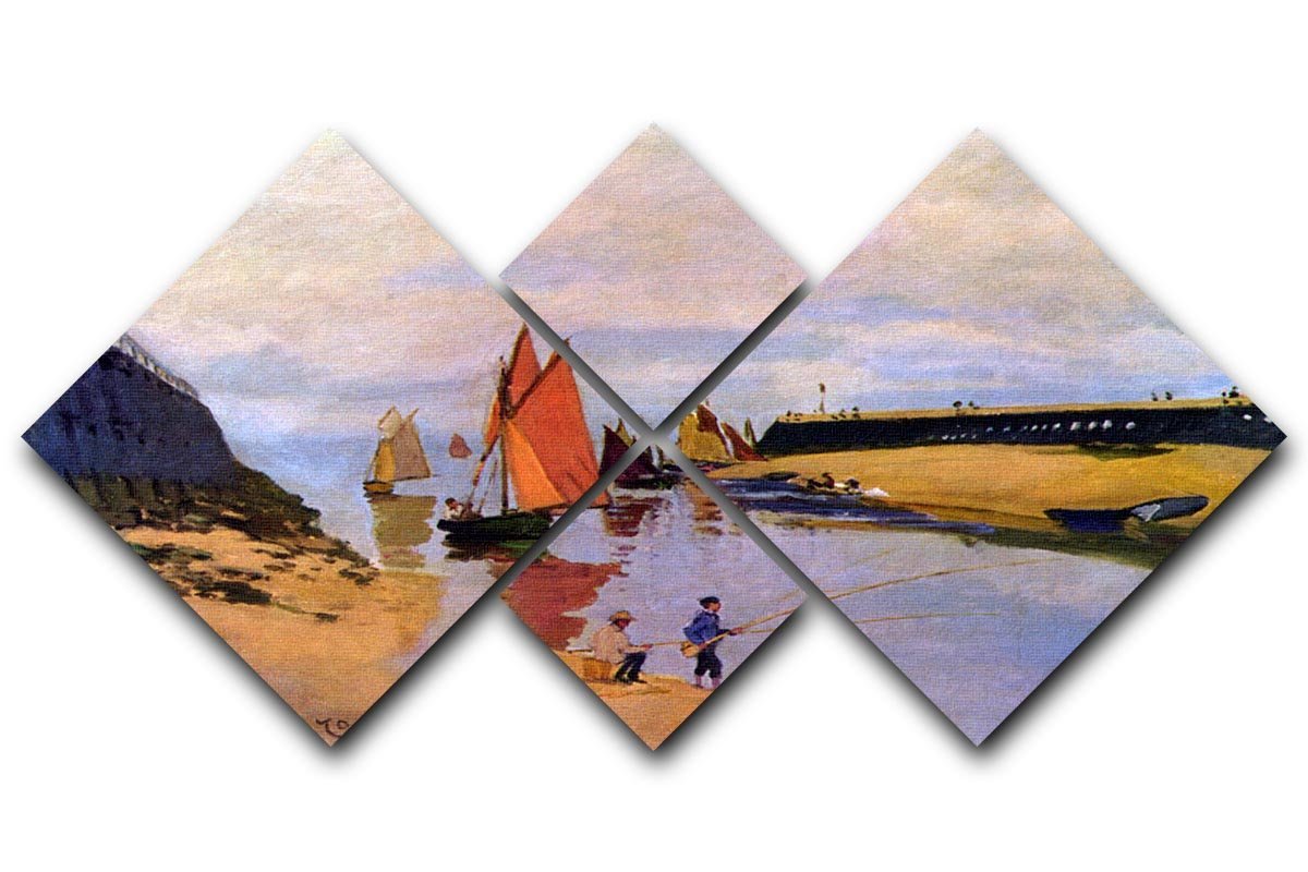 Port of Trouville by Monet 4 Square Multi Panel Canvas  - Canvas Art Rocks - 1