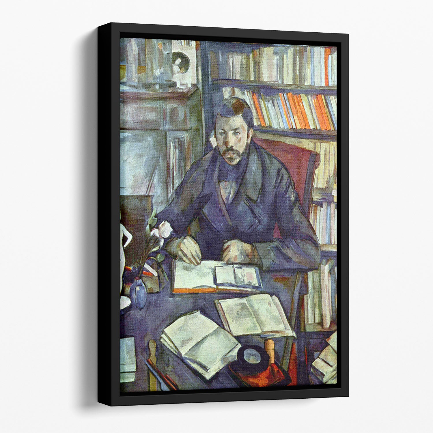 Portait of Gustave Geffroy by Cezanne Floating Framed Canvas - Canvas Art Rocks - 1