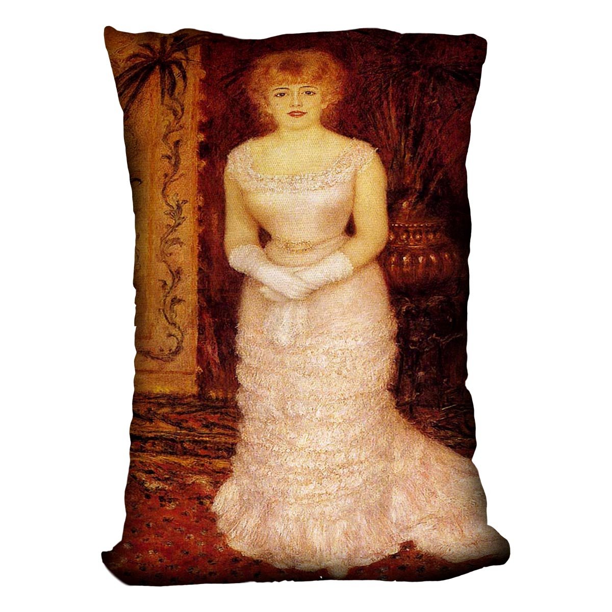 Portrait Of The Actress Jeanne Samary by Renoir Throw Pillow