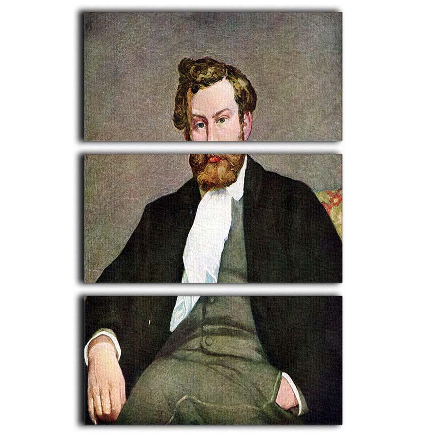 Portrait of Alfred Sisley by Renoir 3 Split Panel Canvas Print - Canvas Art Rocks - 1
