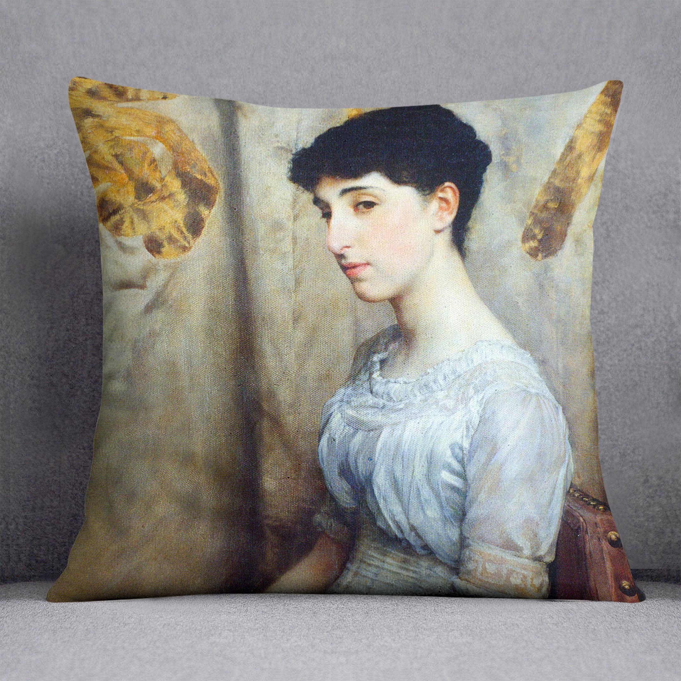 Portrait of Alice Lewis by Alma Tadema Cushion - Canvas Art Rocks - 1