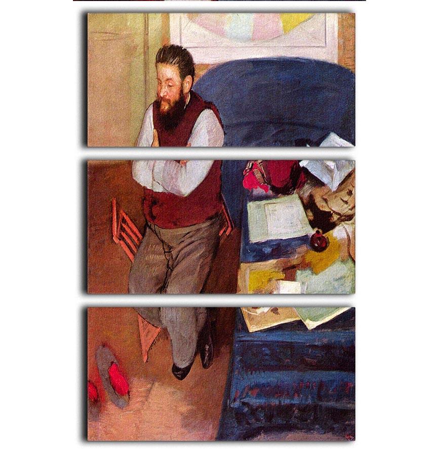 Portrait of Diego Martelli by Degas 3 Split Panel Canvas Print - Canvas Art Rocks - 1