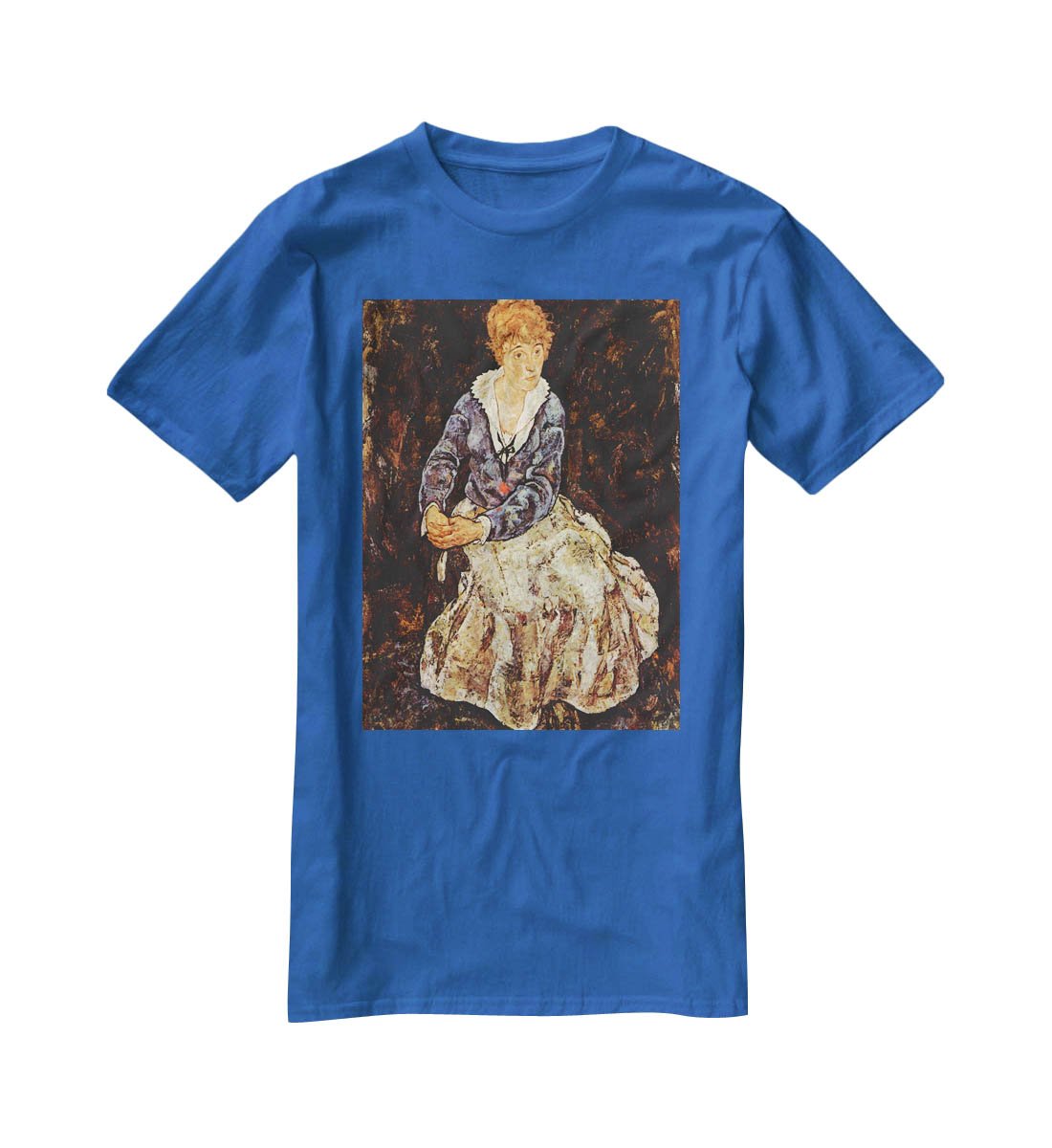 Portrait of Edith Egon Schiele sitting by Egon Schiele T-Shirt - Canvas Art Rocks - 2