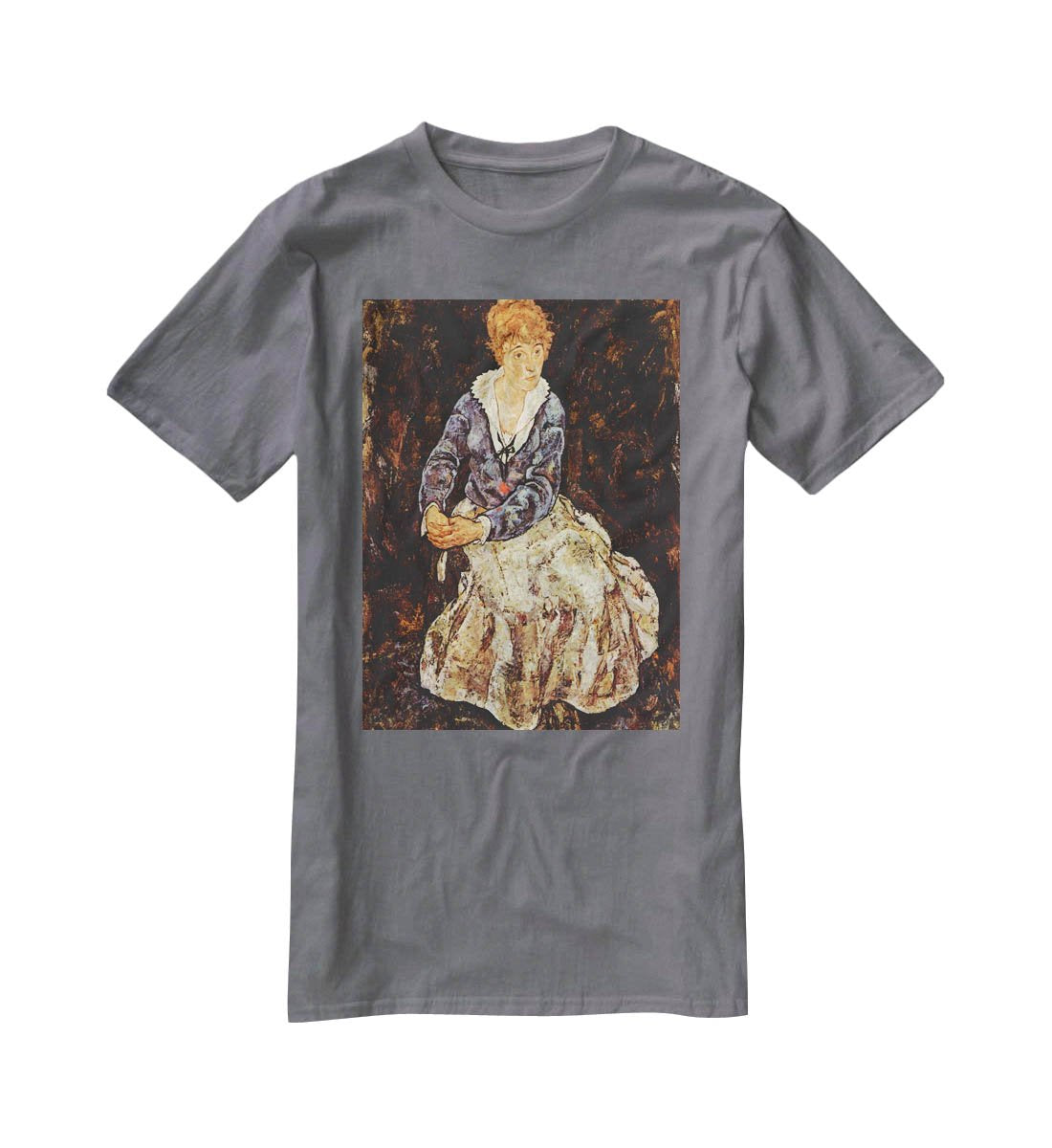 Portrait of Edith Egon Schiele sitting by Egon Schiele T-Shirt - Canvas Art Rocks - 3