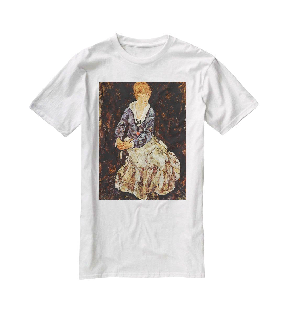 Portrait of Edith Egon Schiele sitting by Egon Schiele T-Shirt - Canvas Art Rocks - 5