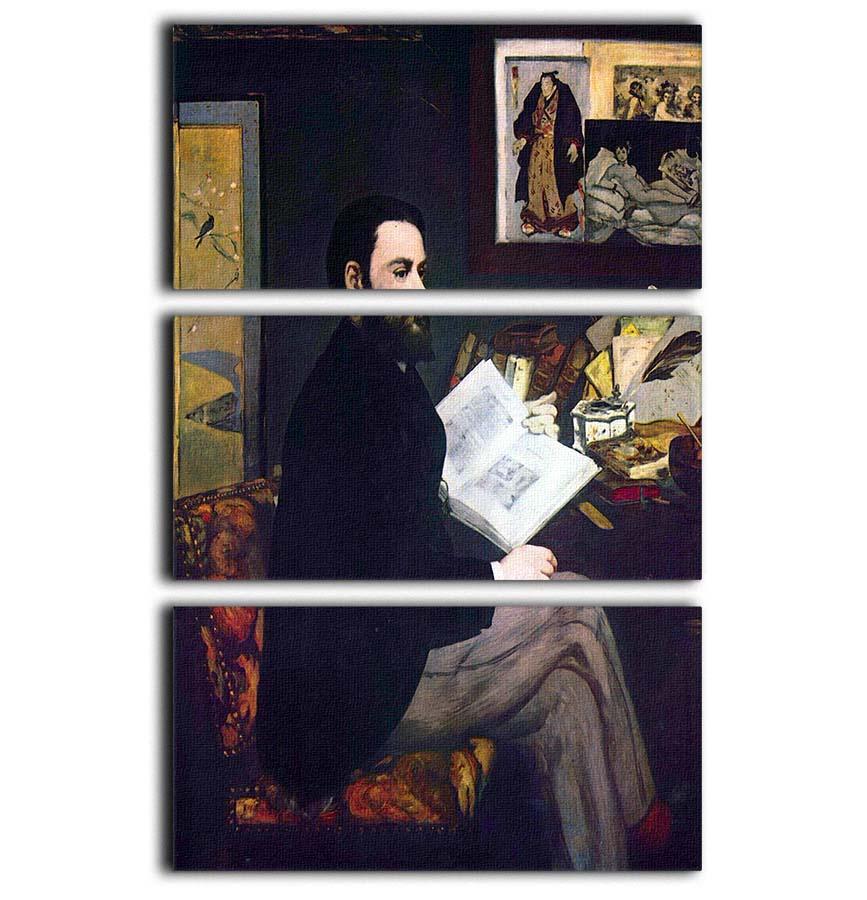 Portrait of Emile Zola by Manet 3 Split Panel Canvas Print - Canvas Art Rocks - 1