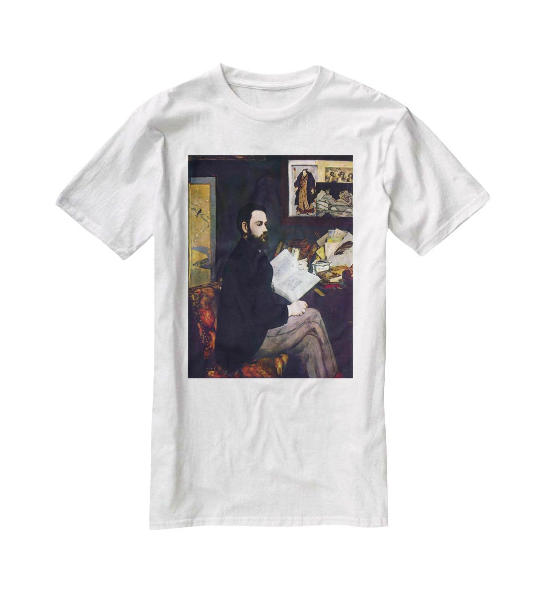 Portrait of Emile Zola by Manet T-Shirt - Canvas Art Rocks - 5