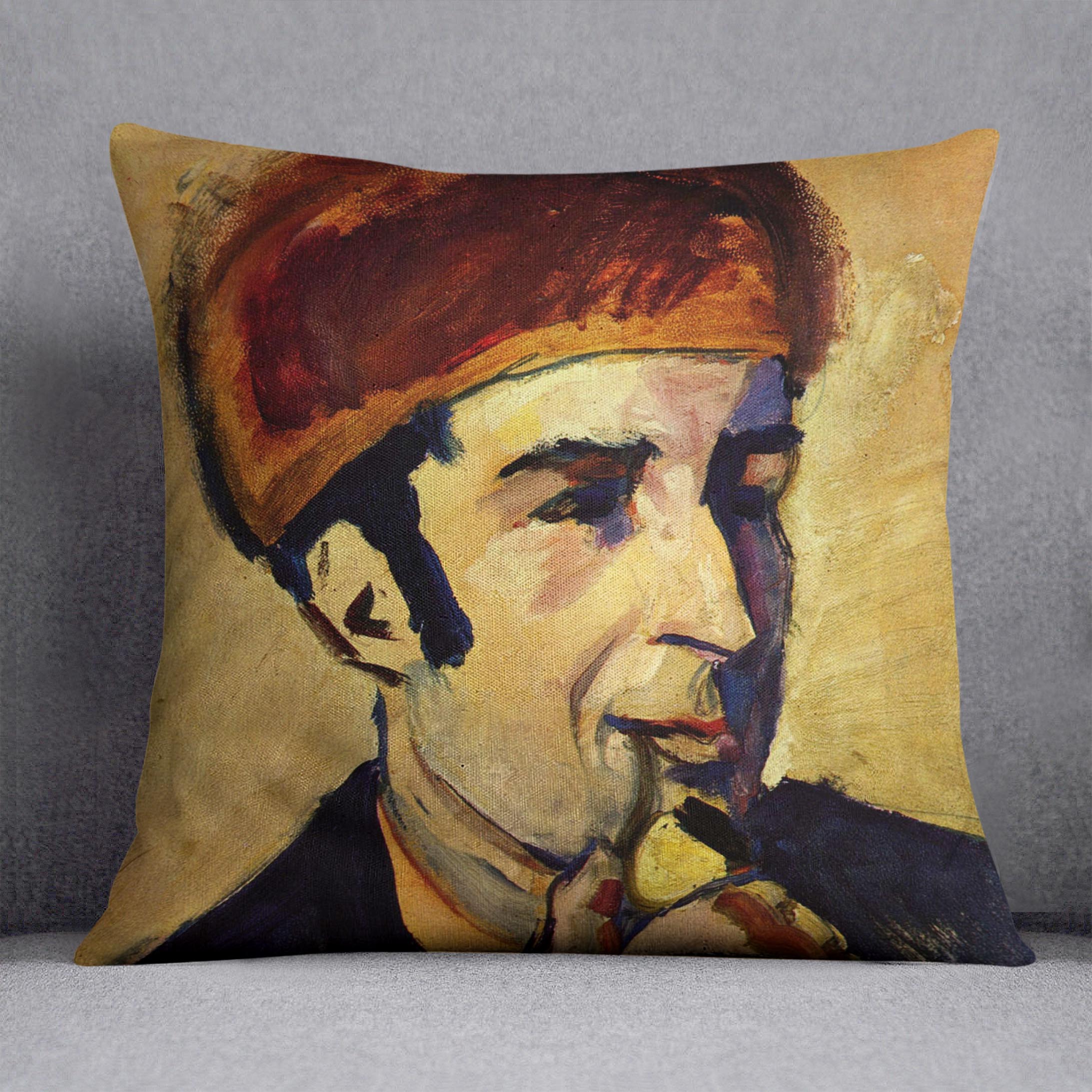 Portrait of Franz Marc by Macke Cushion - Canvas Art Rocks - 1