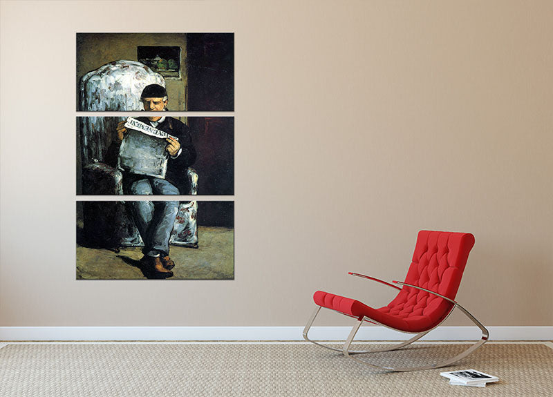 Portrait of Louis-Auguste Cezanne the father of the artist reading from L'EvÇnement by Cezanne 3 Split Panel Canvas Print - Canvas Art Rocks - 2