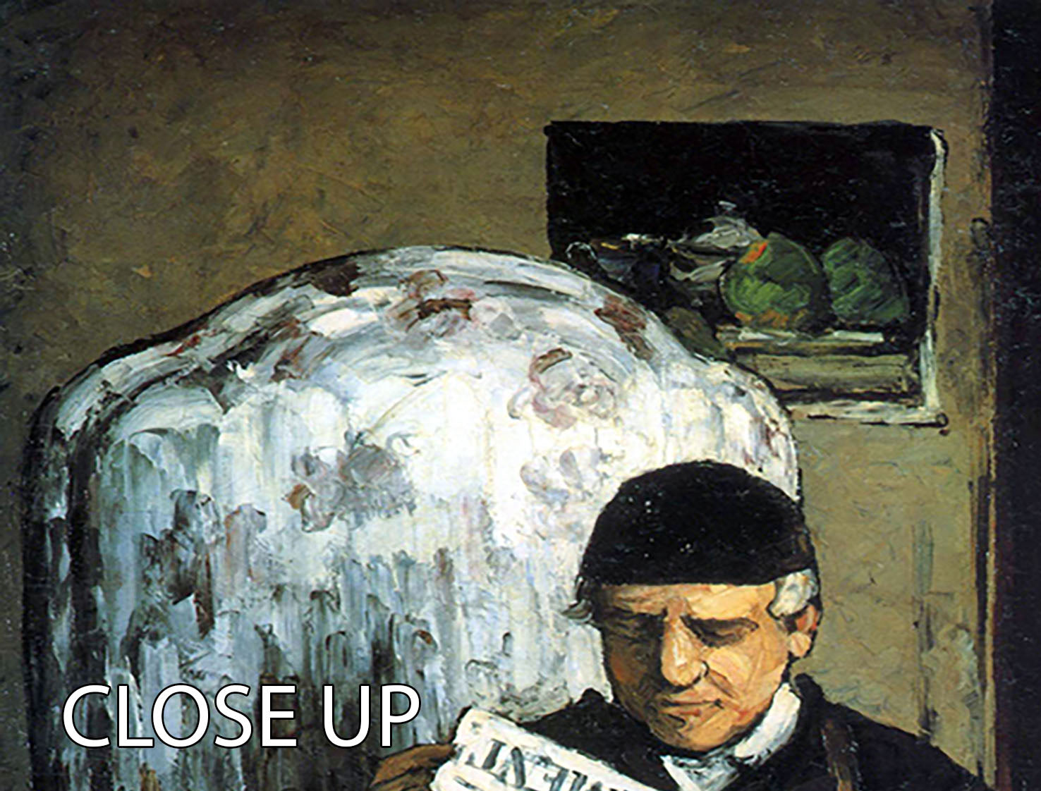 Portrait of Louis-Auguste Cezanne the father of the artist reading from L'EvÇnement by Cezanne 3 Split Panel Canvas Print - Canvas Art Rocks - 3