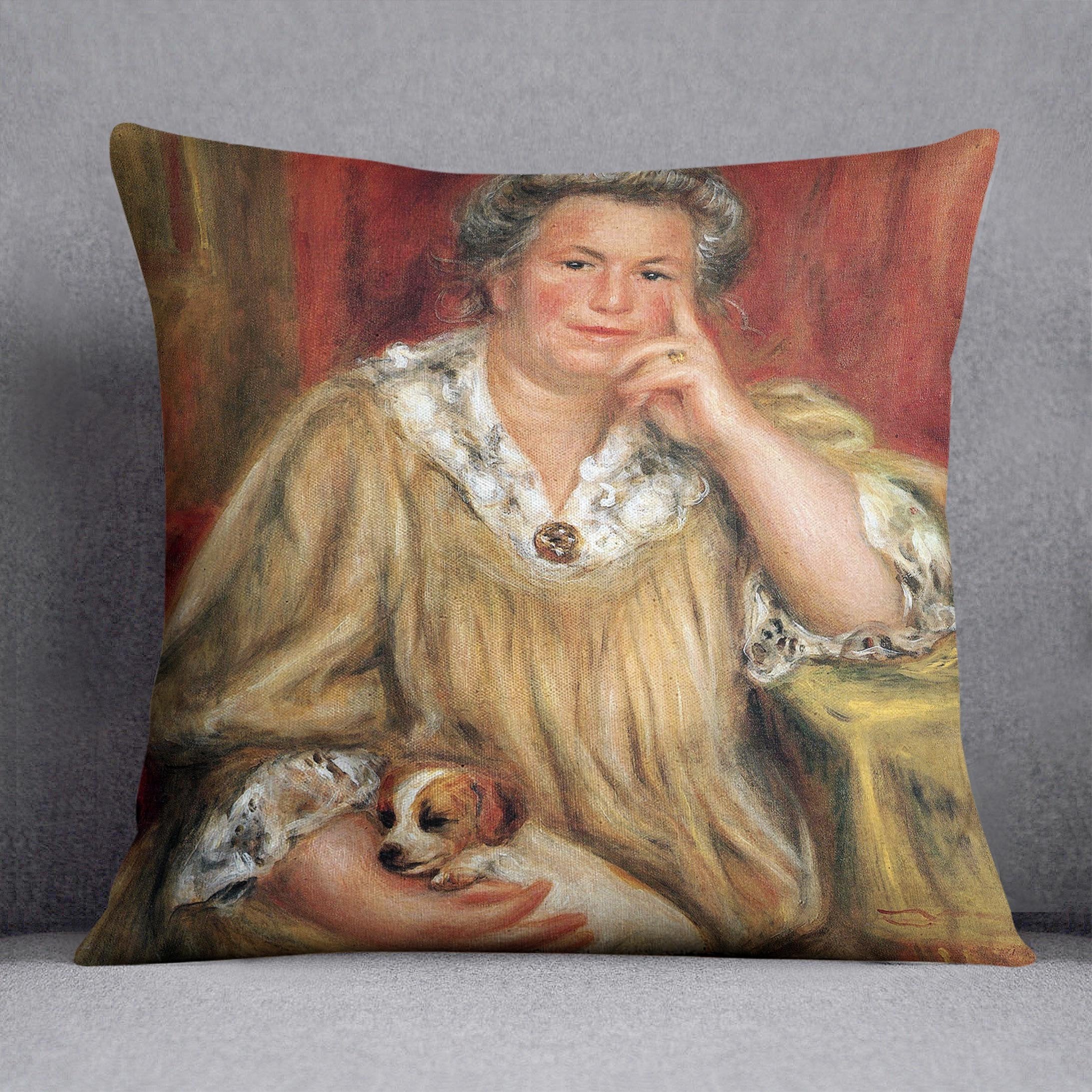 Portrait of Madame Renoir with Bob by Renoir Throw Pillow