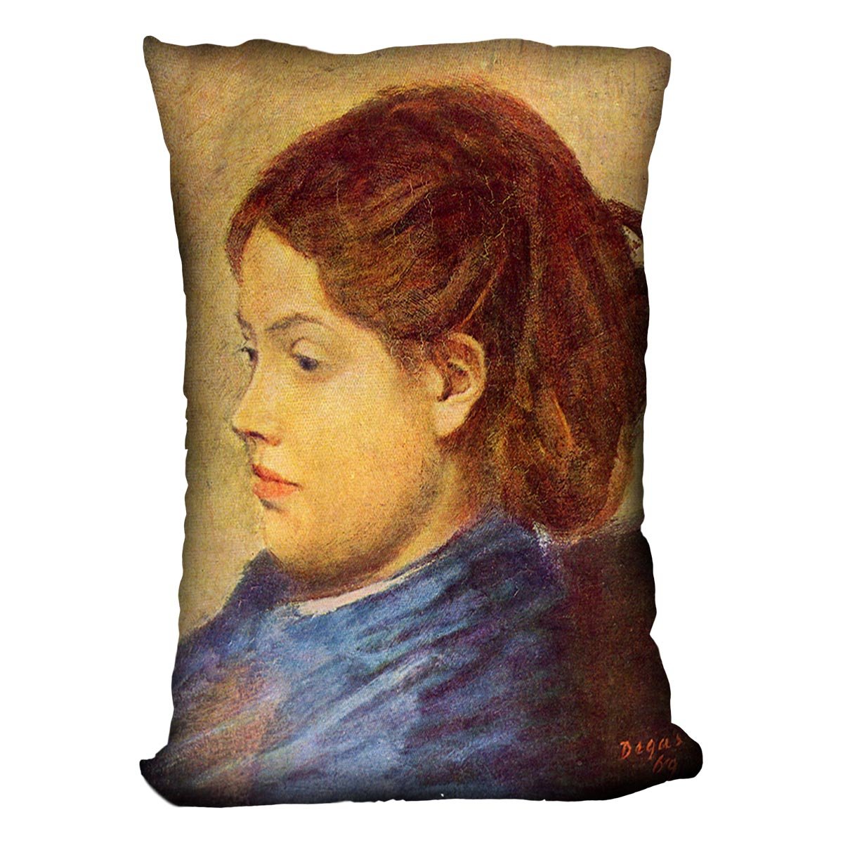 Portrait of Mademoiselle Dobigny by Degas Cushion