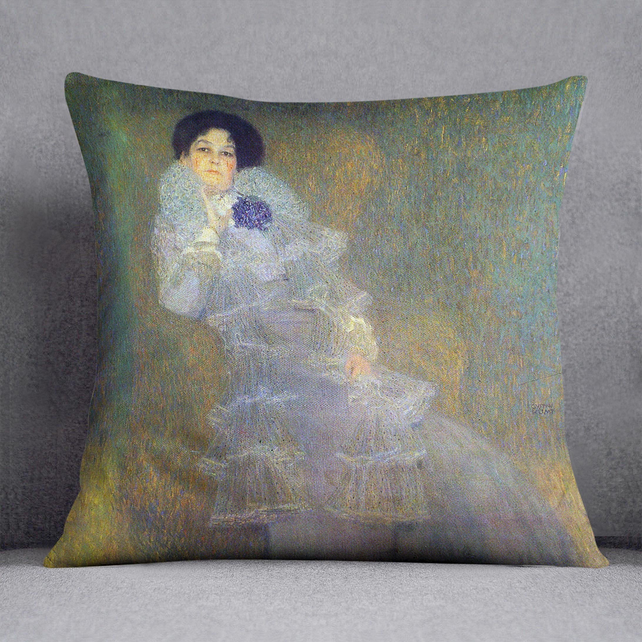 Portrait of Marie Henneberg portrait in purple by Klimt Throw Pillow