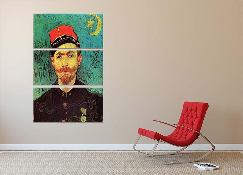 Portrait of Milliet Second Lieutenant of the Zouaves by Van Gogh 3 Split Panel Canvas Print - Canvas Art Rocks - 2