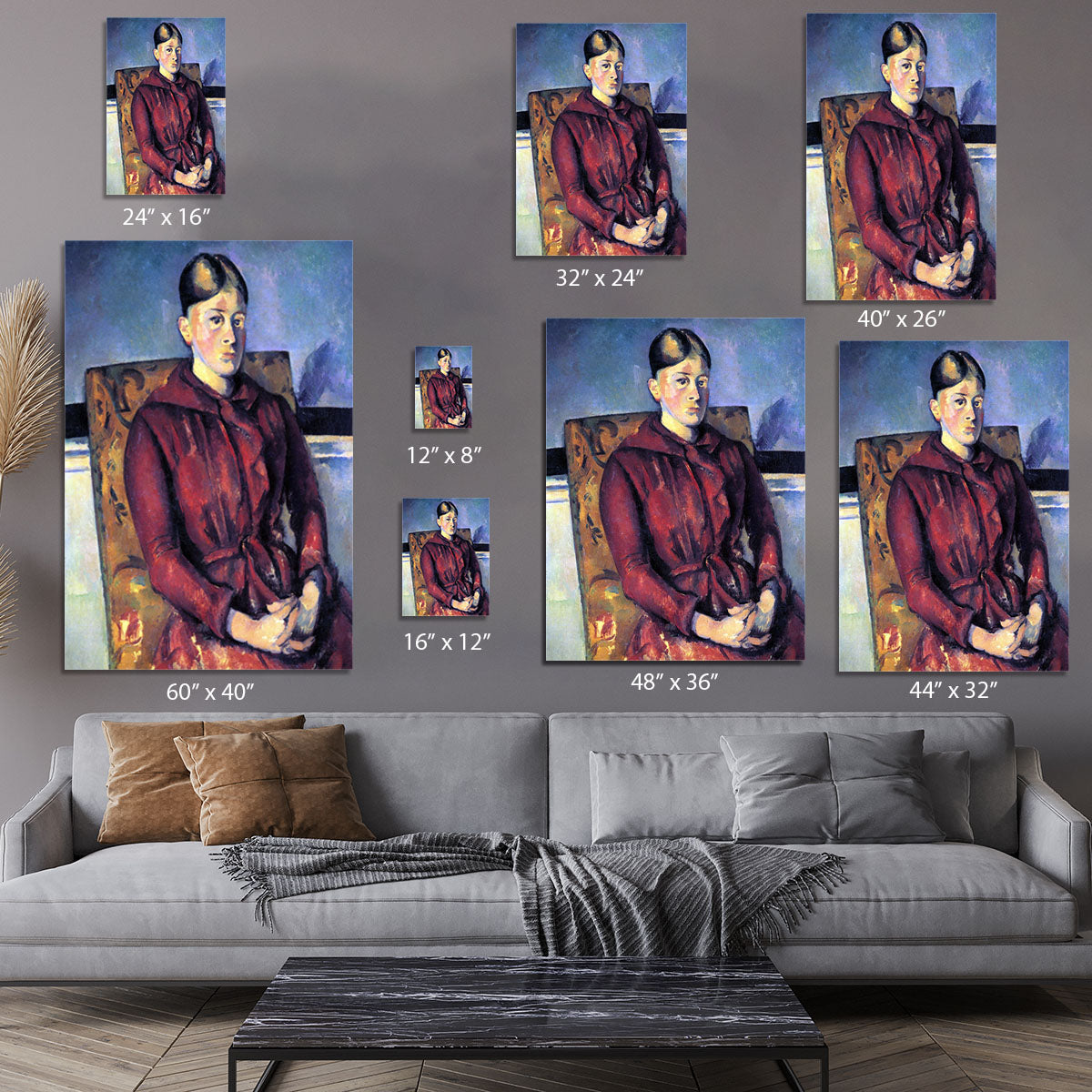 Portrait of Mme CÇzanne in the yellow armchair by Cezanne Canvas Print or Poster - Canvas Art Rocks - 7