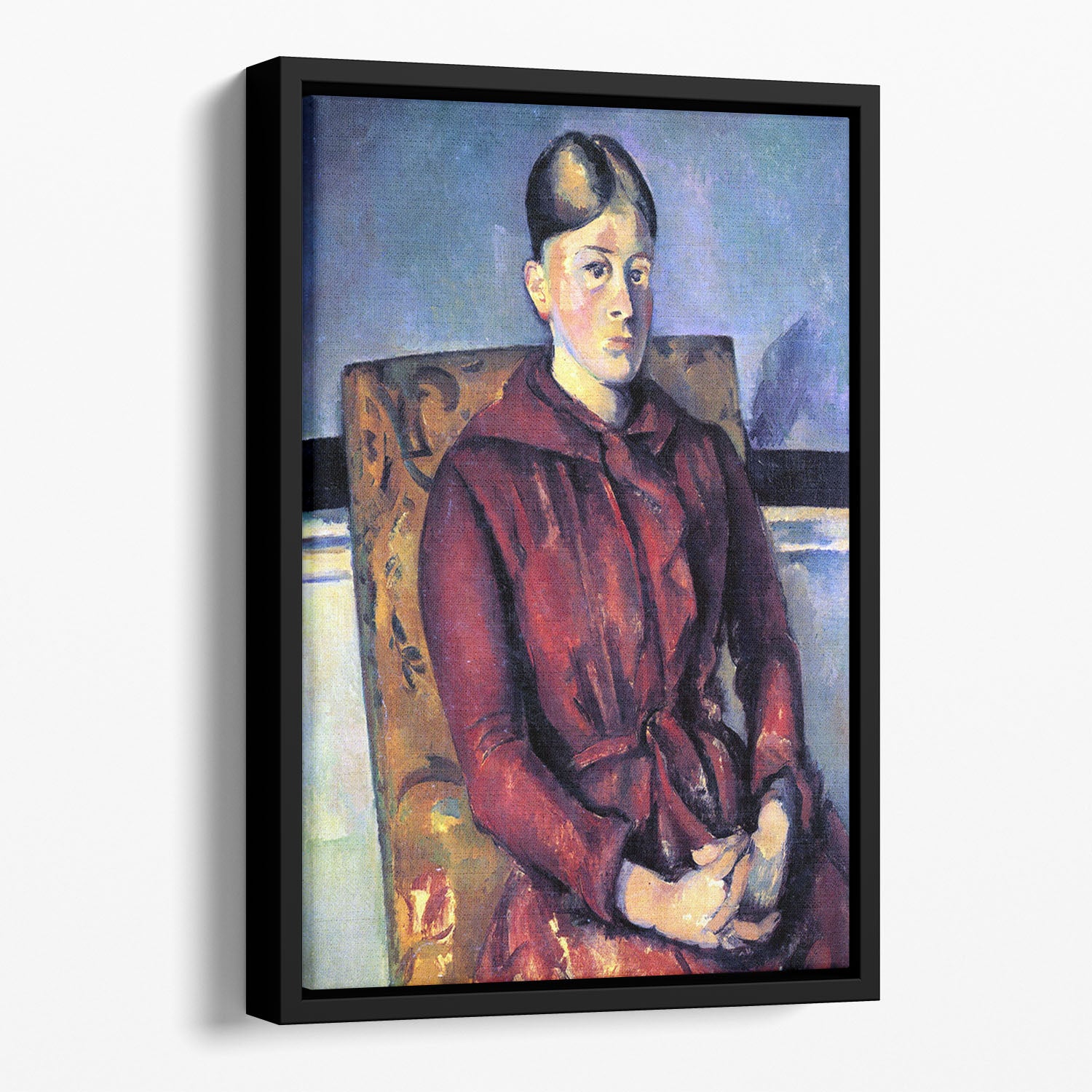 Portrait of Mme CÇzanne in the yellow armchair by Cezanne Floating Framed Canvas - Canvas Art Rocks - 1