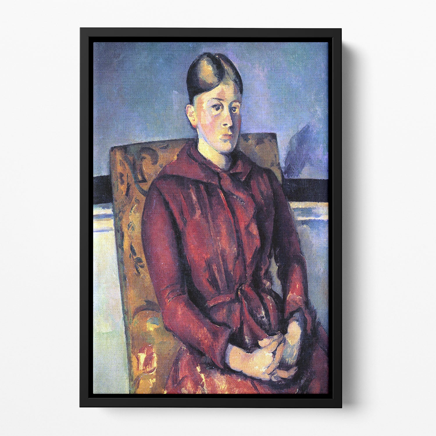 Portrait of Mme CÇzanne in the yellow armchair by Cezanne Floating Framed Canvas - Canvas Art Rocks - 2